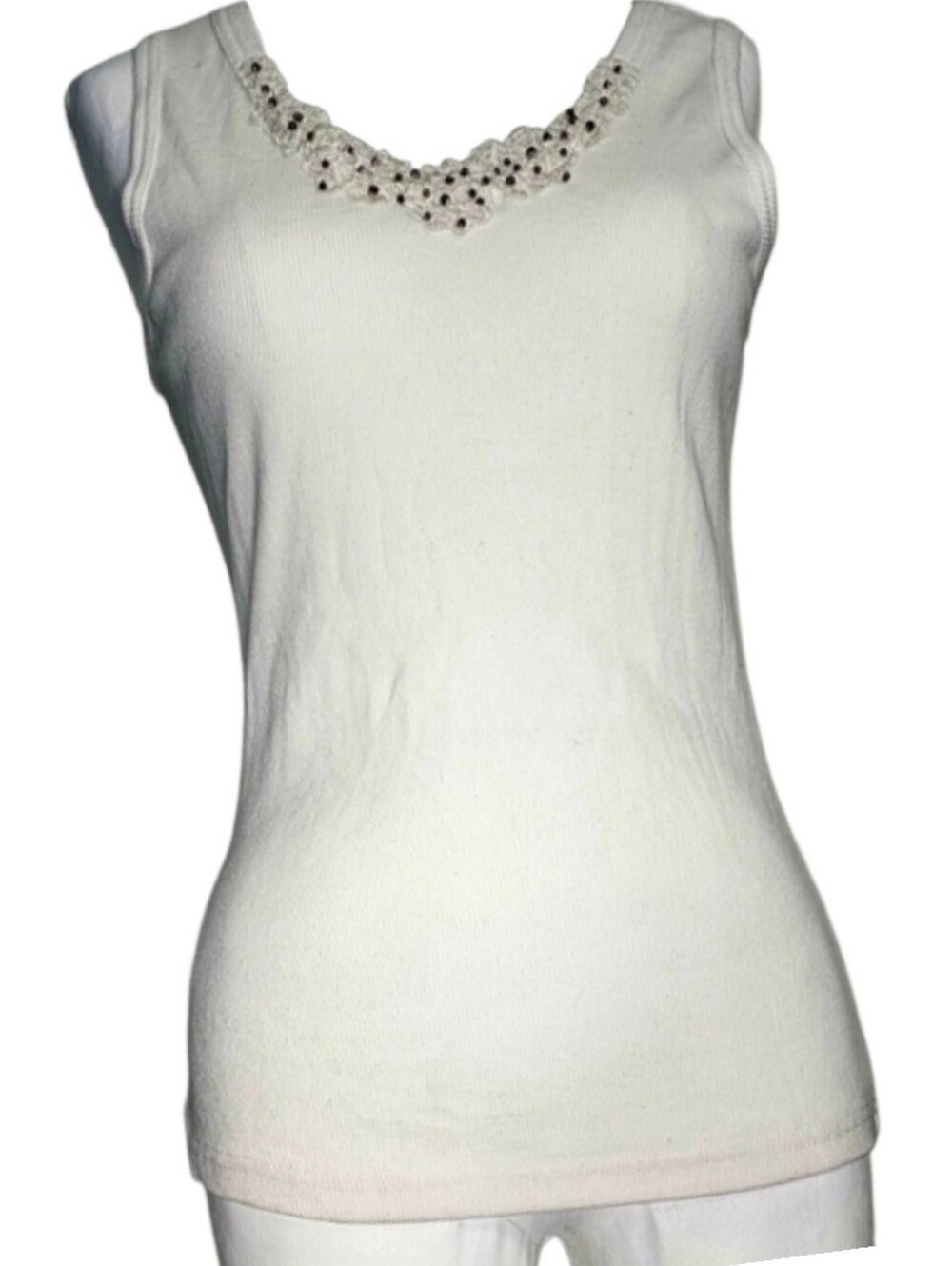 Mountain Lake Savvy Susan White Tank Top 100% Cotton Size Large